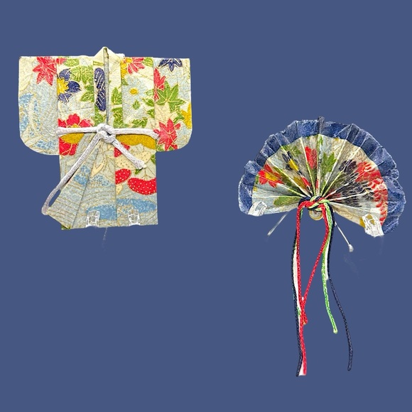 Vintage Handmade Origami Fan & Kimono Pins - Picture 3 of 9
